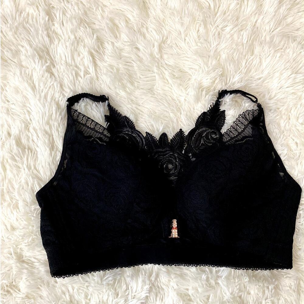 Lace Detail Black Bralette - Women Intimates